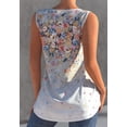 thumbnail image 3 of Women's White Watercolor Floral Print Sleeveless Tunic Top, Henley Neck Loose A-Line Casual Tank Top, 3 of 3