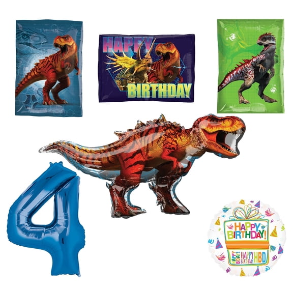 Jurassic World Dinosaur 4th Birthday Party Supplies and Balloon Decorations