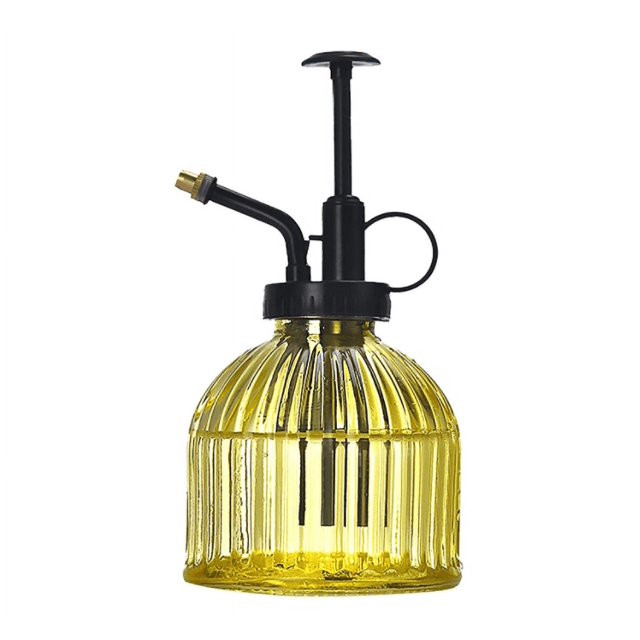 Prensa de vidrio pequeña, regadera de vidrio con patrón Vertical, regadera de vidrio Retro, regadera amarilla para jardinería brillar Electrónica