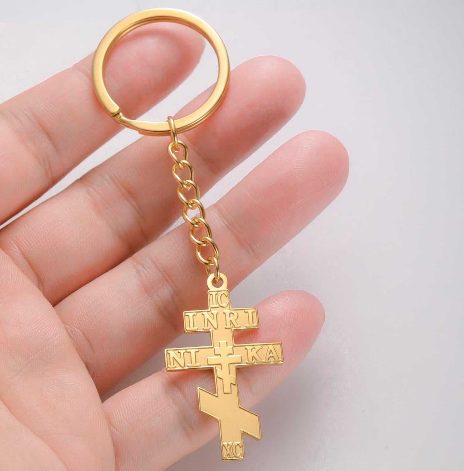 Russian Orthodox Cross Keychain IC XC NIKA Eastern Cross Jesus