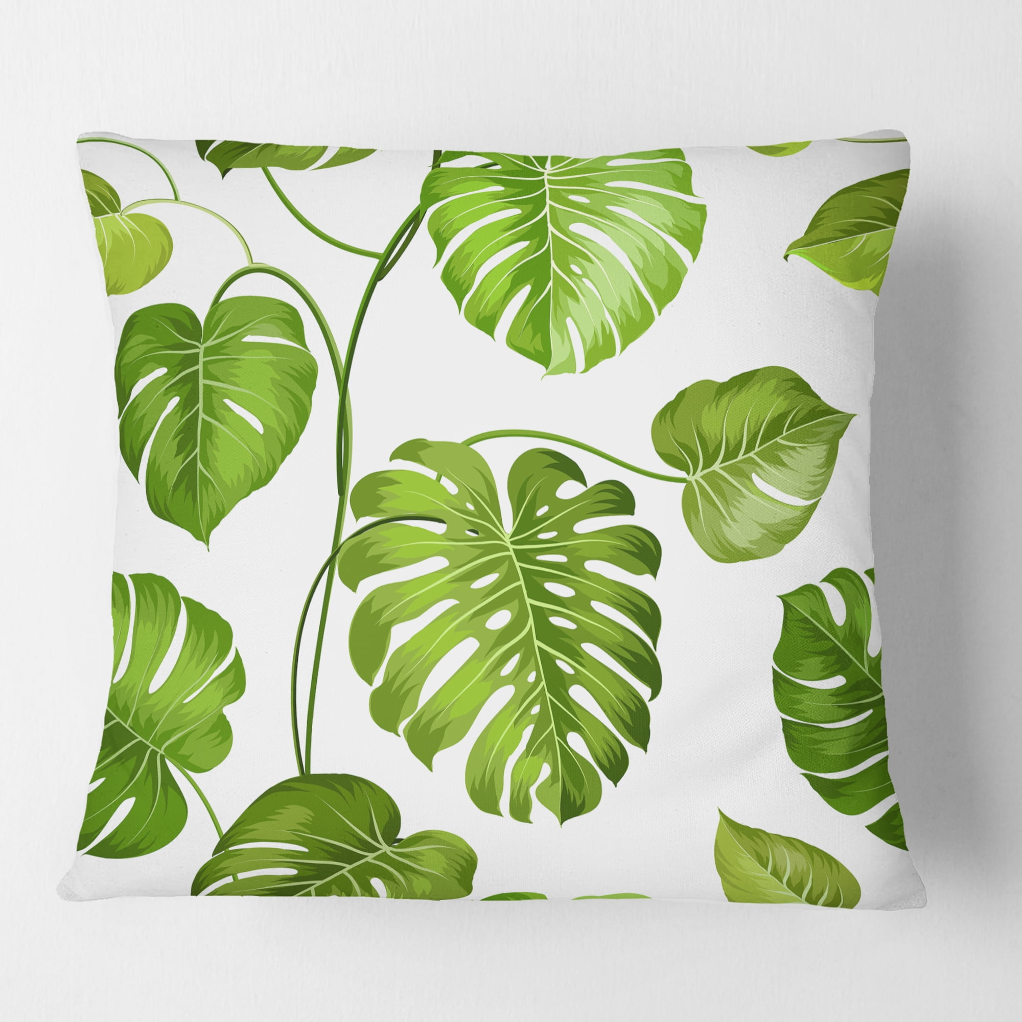Designart Tropical Palm Leaves II' Mid-Century Modern Throw Pillow - 18x18