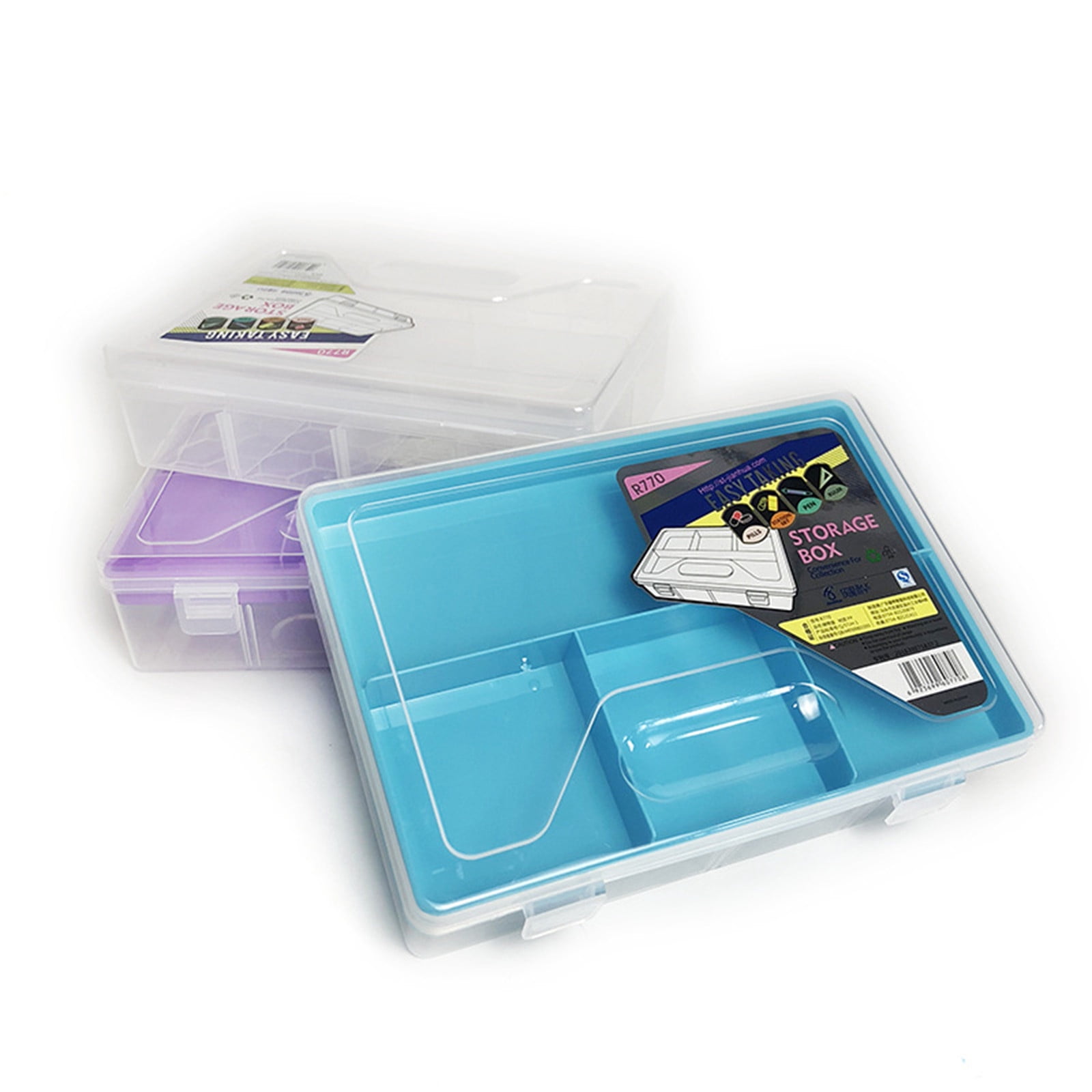 Pencil Box for Office Supplies Storage Organizer Box,Double Layer Large Capacity Pencil Boxes,Plastic Crayon Box with Snap-tight Lid,Stackable Storage Box for Gel Pens Pencil Case Organizer-Blue