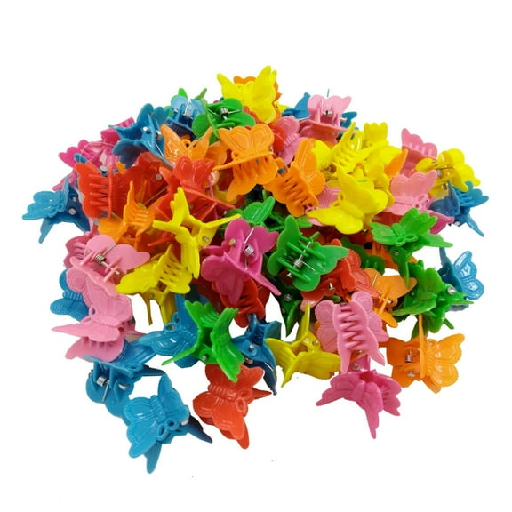 DIY 1Bag Kids Hair Accessories Plastic Claw Hair Clips Butterfly Mixed Color 18x18mm 100pcs/bag Mixed Color DIY