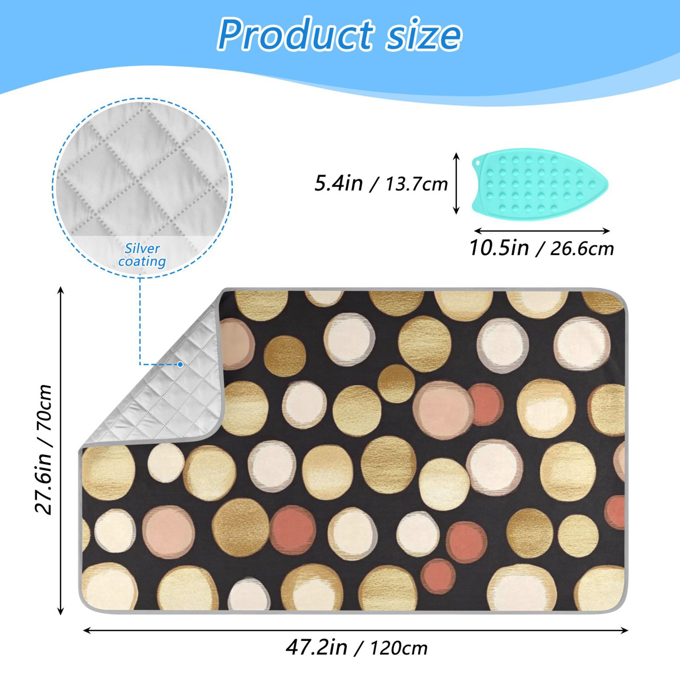 Simple Brown Spots Ironing Mat Blanket for Table Top Travel Portable Ironing Board Pad 47.2x27.6 Inch