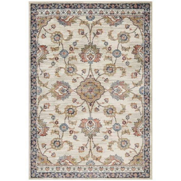 8 x 10 ft. Floral Power Loom Rectangle Area Rug, Ivory