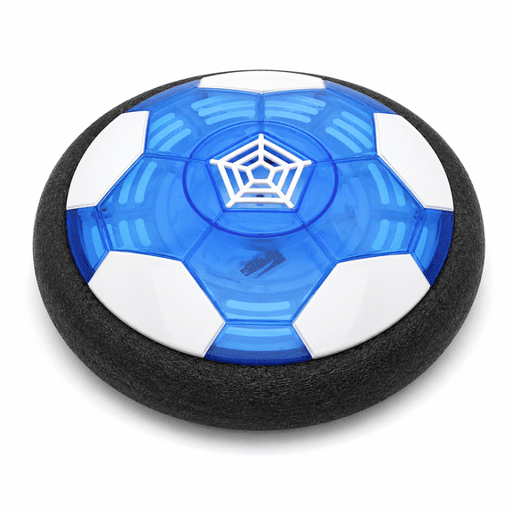 Blue Rechargeable Hover Soccer Ball with Soft Foam Bumper, Indoor Floor Puck Toy, Ages 3