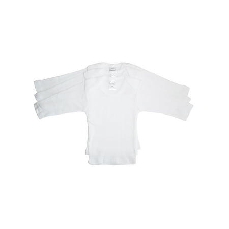 Bambini Baby White Rib Knit Long Sleeve Lap T-Shirt 3-Pack