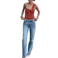 thumbnail image 3 of Genuiskids Women Knitted One Shoulder Crop Top Sexy Backless Strappy Cami Tops Sleeveless Striped Tank Aesthetic Bustier Tops Streetwear, 3 of 9