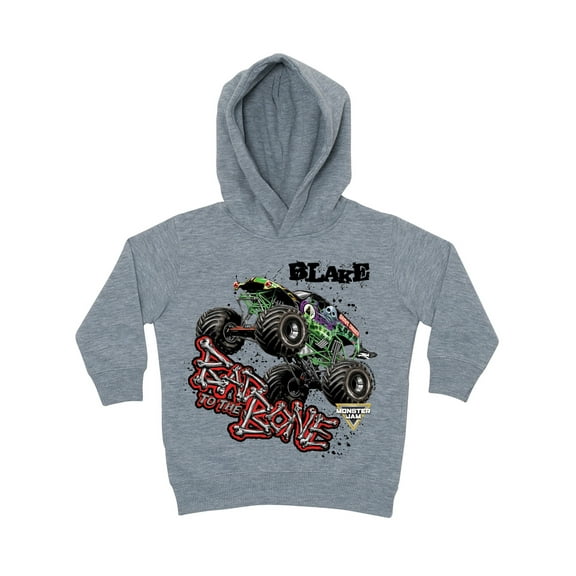 Personalized Monster Jam Bad to the Bone Grey Toddler Boys' Hoodie
