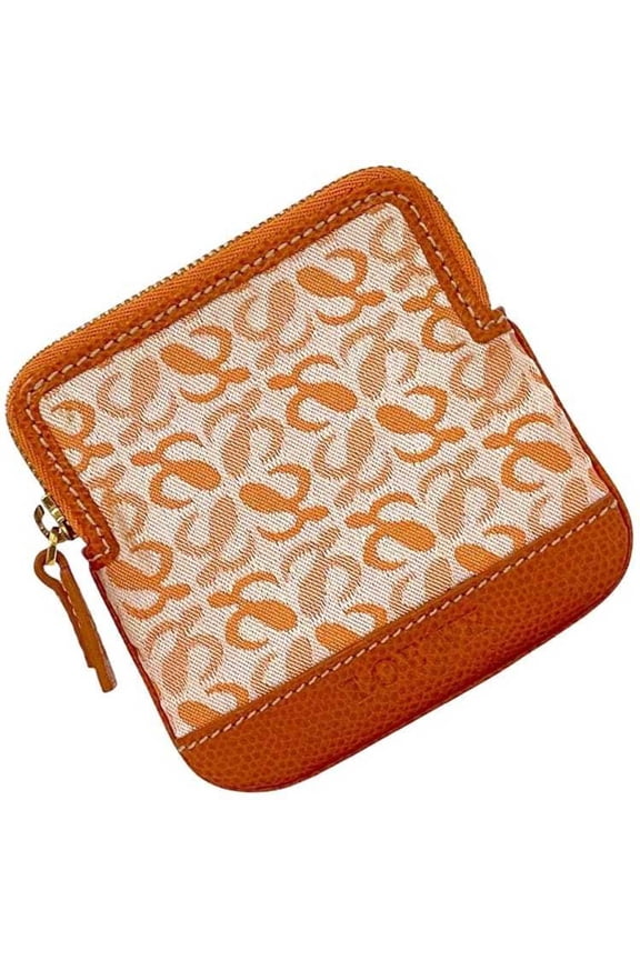 Pre-Owned Loewe Coin Case ec-24127 Orange Anagram Canvas Leather Pouch for Men and... (Good)