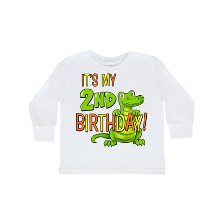 

Inktastic It s My 2nd Birthday with Cute Green Alligator Gift Toddler Boy or Toddler Girl Long Sleeve T-Shirt