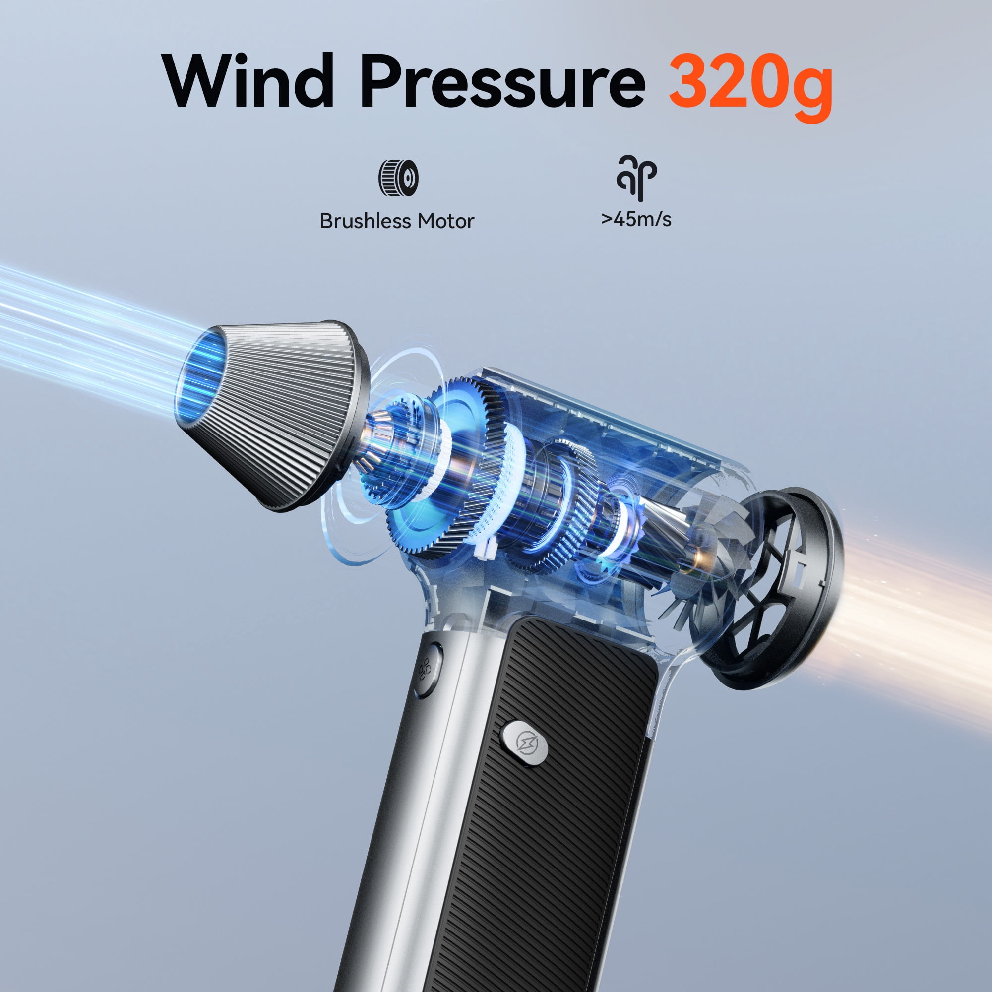 WOLFBOX Electric Air Duster with Removable Battery & Cordless 3-Speed Adjustable, 5 Nozzles Compressed Air Duster for Office, Home, Car