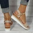 thumbnail image 7 of Jacenvly 2024 New Women's Thick Soled Shoes Rope Comfortable Slippers One Line Buckle Sloping Heel Sandals Khaki Sandals for Women, 7 of 7