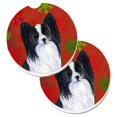 thumbnail image 1 of Papillon Rouge et Vert Flocons de Neige Vacances Noël Ensemble de 2 Porte-Gobelet Voiture Coaster, 1 of 1