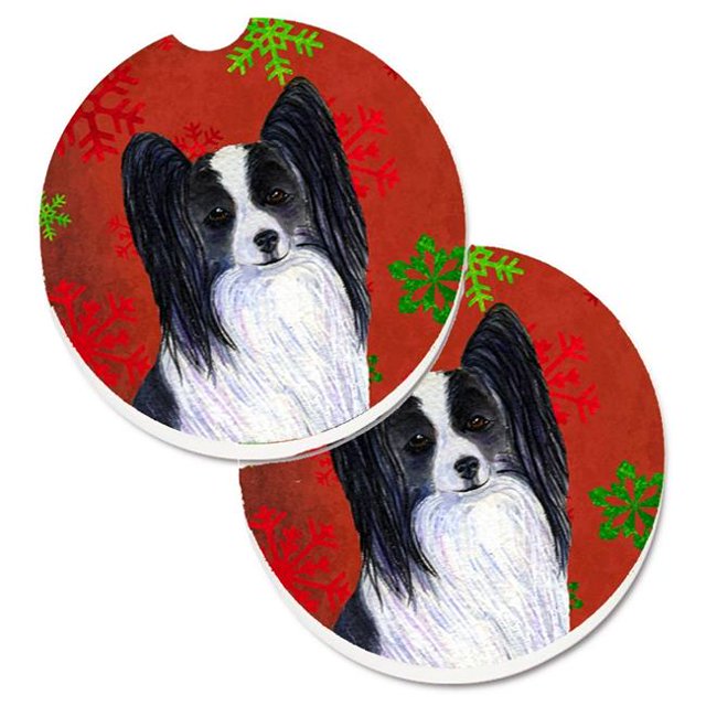 Papillon Rouge et Vert Flocons de Neige Vacances Noël Ensemble de 2 Porte-Gobelet Voiture Coaster