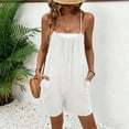 thumbnail image 2 of Kaemgyyd Romper for Women Casual Sleeveless Spaghetti Straps Rompers Fashion Lightweight Wide Leg Shorts Jumpsuit with Pockets, 2 of 6