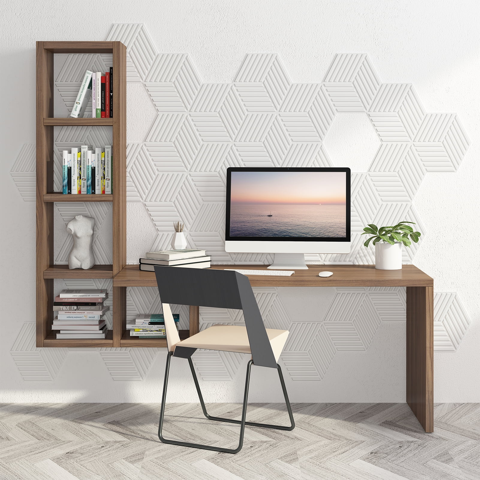 Art3d 33-Pieces 12" x 12" 3D Line Cube 3D Wall Panel,32 Sq.ft/Case