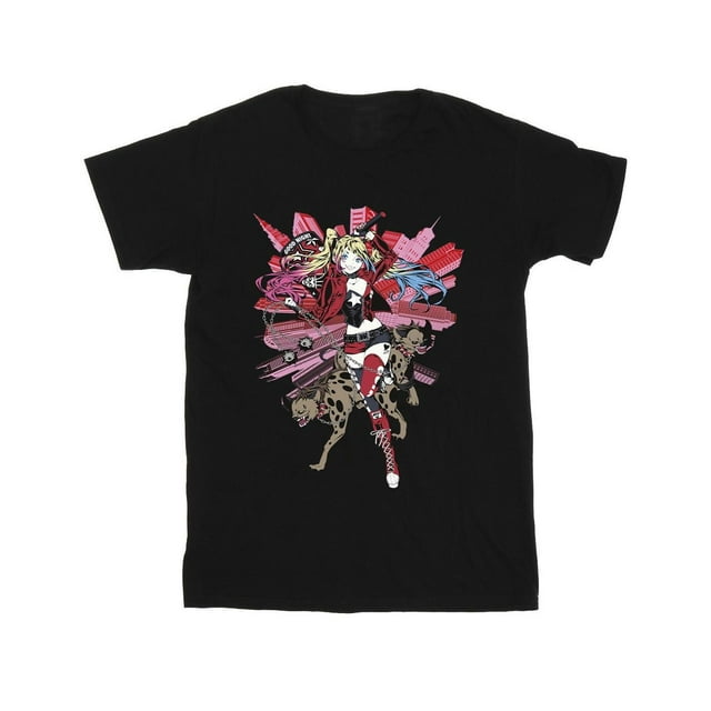 DC Comics T-Shirt en Coton pour Filles Harley Quinn Hyènes