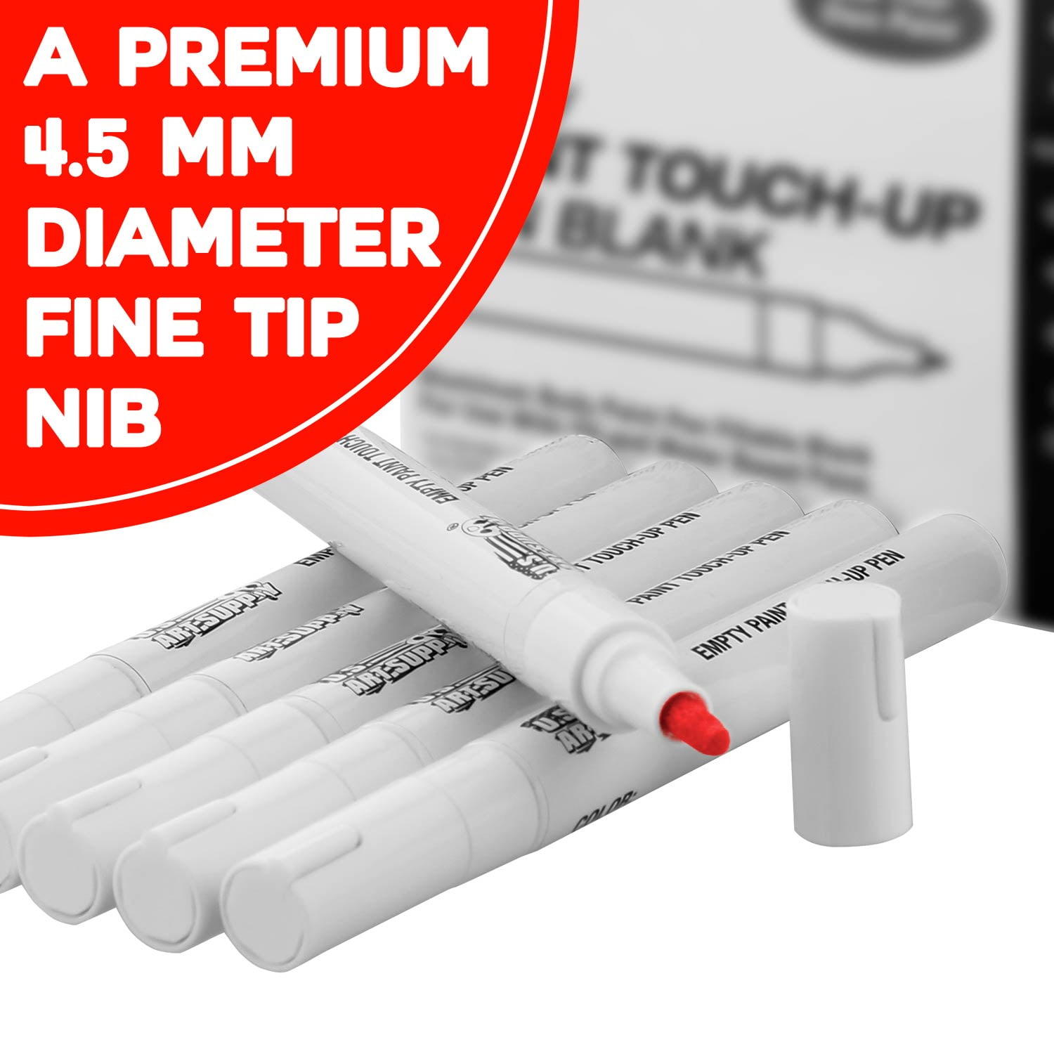 U.S. Art Supply Empty Paint Touch-Up Marker Pen Blank - Aluminum Body Fillable 4.5mm tip (Pack of 36)
