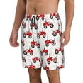 Adobk Red Wheeled Tractors Print Men's Swim Trunks Hawaiian Bathing
