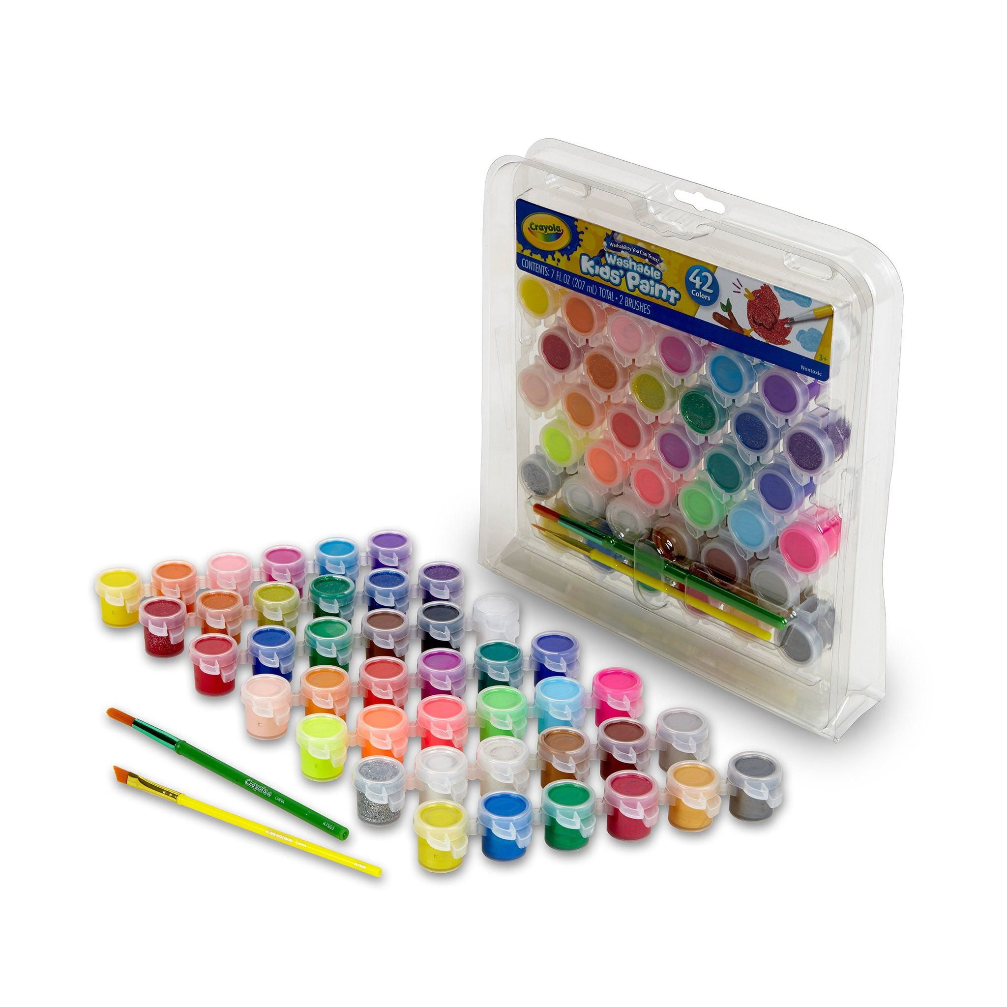 Crayola Washable Paint Pot Set with Brush & Storage Case, School Supplies, Paint Set, 42 Colors, Child
