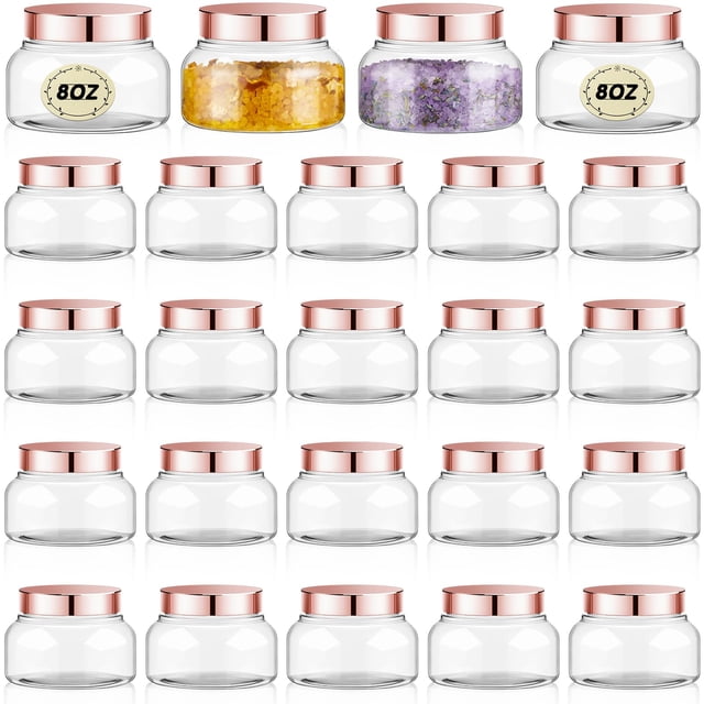 Frascos de plástico Tessco, paquete de 24 con tapas, 240 ml, rellenables para cosméticos