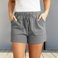 thumbnail image 2 of Women's Shorts Summer Solid Color High Waist Straight Drawstring Loose Casual Pocket Pants, 2 of 4