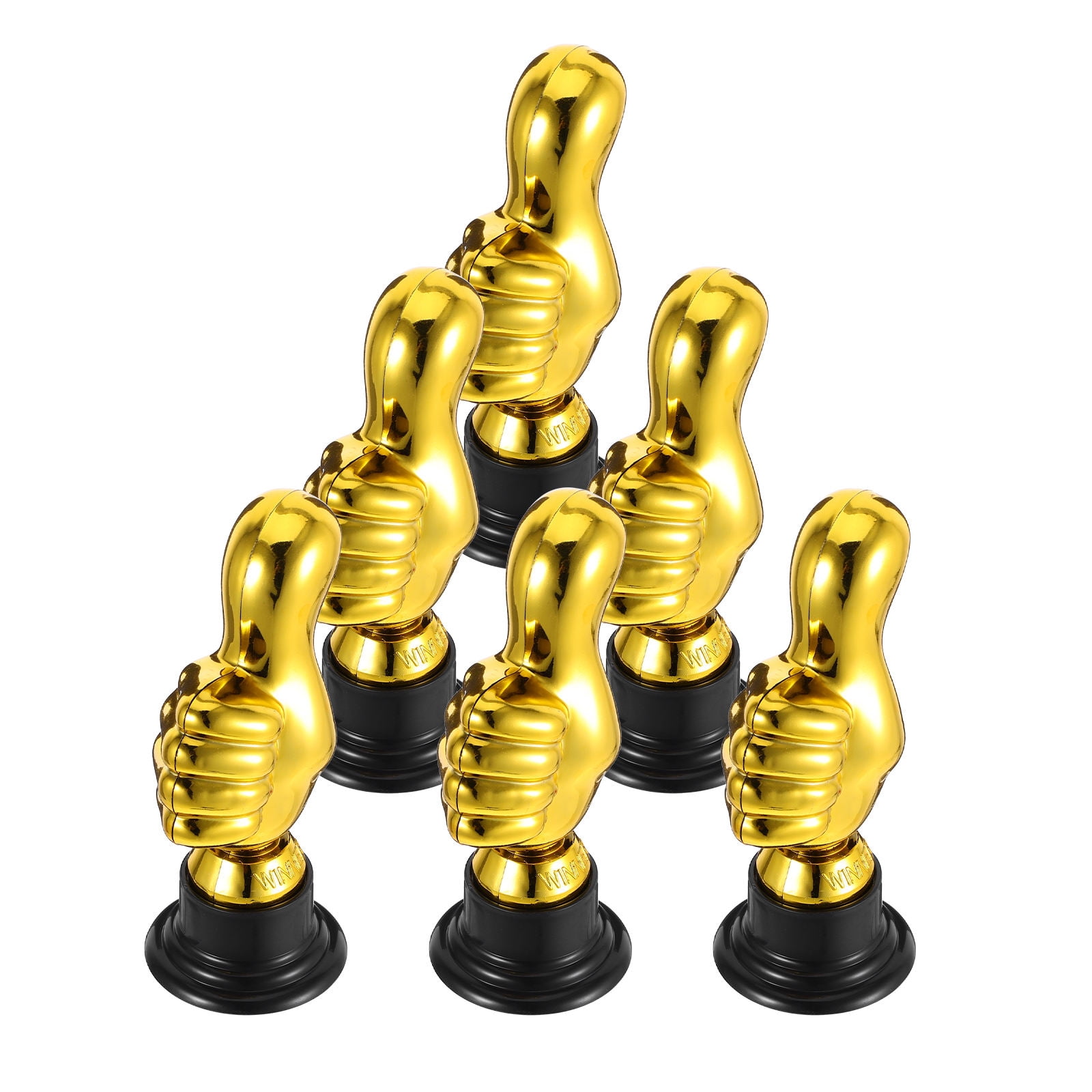 HONITANO 6-Piece Golden Plastic Award Trophies Set for Office Parties, Events, Recognition, and Celebrations