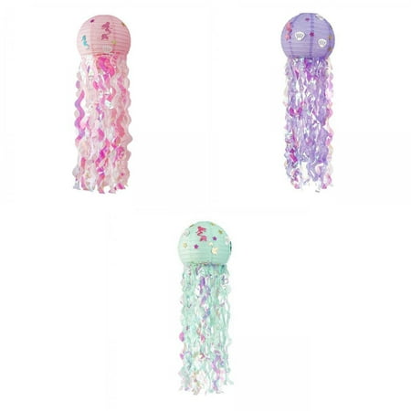 Jellyfish lantern,Mermaid Hanging Jellyfish Paper Lanterns,Jelly Fish Lantern Indoor Outdoor Decoration,Party Jellyfish lamp Hanging Paper Lanterns,Under The sea Party and Birthday Themed