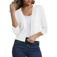 thumbnail image 4 of Women's 3/4 Sleeve Cropped Open-Front Cardigan – Lightweight Knit Shrug Sweater for Spring and Summer Layering, 4 of 5