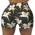 thumbnail image 2 of Haiem Lilies Flowers No Front Seam Biker Shorts for Women Yoga Workout Gym Bike Shorts with Tummy Control Moisture-Wicking-Small, 2 of 9