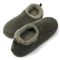 thumbnail image 4 of OoohGeez Mens House Sherpa Slippers, Outdoor Fuzzy Warm Shoes with Rubber Sole, Olive, M, 4 of 5