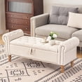 thumbnail image 6 of HomePerch 51" Storage Bench for End of Bed, Button Tufted Upholstered Ottoman Bench with Hidden Storage and Wood Legs, Bedroom Entryway Window Seat Bench, Beige, 6 of 9