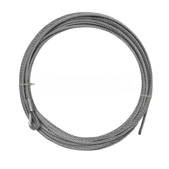 Superwh Winch Cable 89-24640 For S5500/S7500 Series Winches; 5/16 Inch Diameter x 55 Foot Length; Steel; Loop On One End