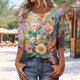 thumbnail image 4 of Xuyuer Unisex Print 3/4 Sleeve Tee - Fashion Women's Loose Casual Round Neck 3/4 Sleeve Oversized Top for Music Festival Grounds, and Free-Spirited Gender-Neutral Layered Street Style, 4 of 7