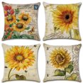thumbnail image 1 of Set of 4 Sunflowers Pillow Cases, Throw Cushion Cover Cotton Linen Pillowcase Home Decoration,45x45cm, 1 of 4
