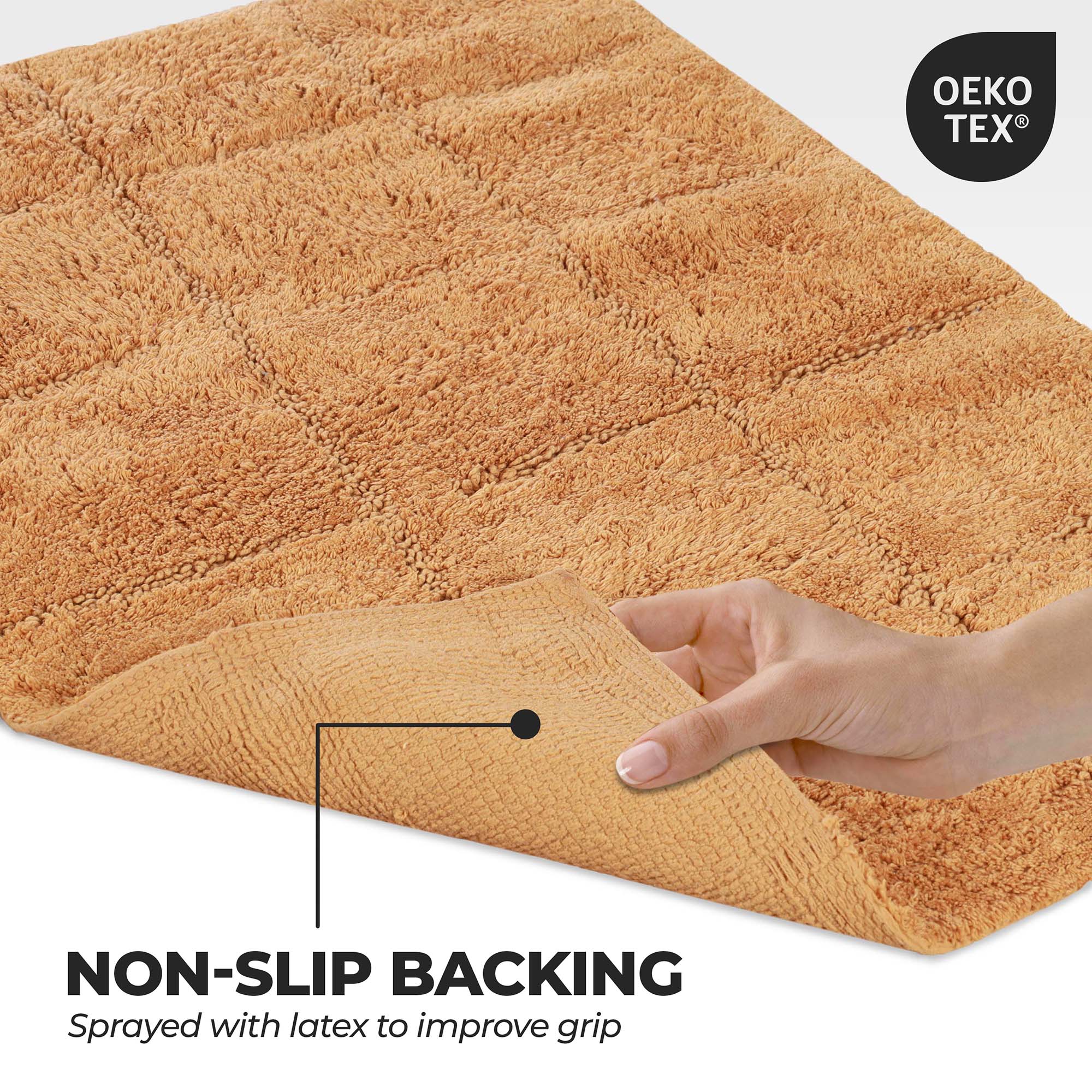 Superior Non-Slip Washable Bath Rug Set, 20" x 30", 24" x 36", Rust