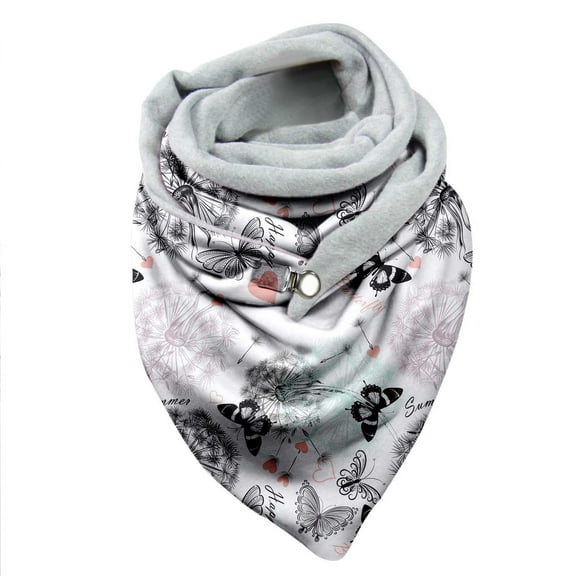 Yuanlong Winter Scarves Double Spliced Triangle Buckle Butterfly Print Short Scarf Fashion Neck Gaiter Cozy Lined Neckwear