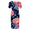 thumbnail image 4 of breaise Floral Side Ruch Maternity Dress Summer Crew Neck Bodycon Mini Dress 2025 Short Sleeve Baby Shower Dress Casual Lounge Pregnancy Dress Daily Wear, 4 of 6