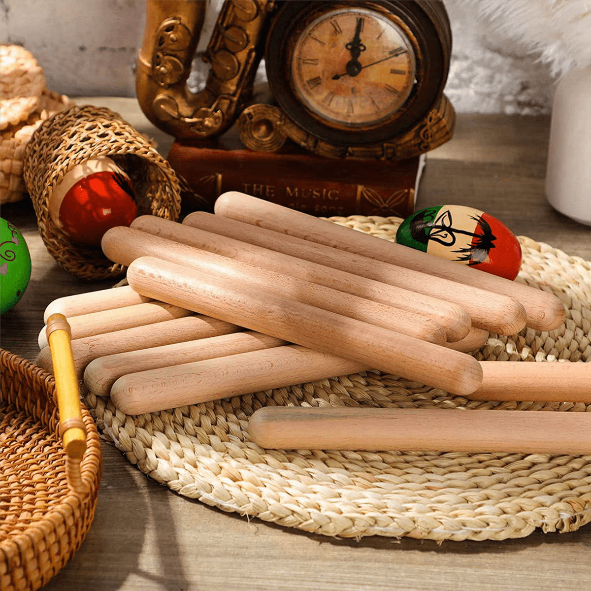 160 Pcs 8 Inch Kids Rhythm Sticks Music Lummi Sticks Classical Wood Claves Musical Percussion Instrument Musical Sticks