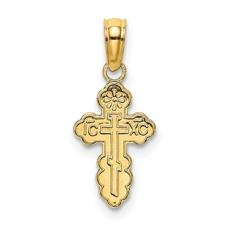 Gold Orthodox Cross - 14K Yellow Gold Mini Eastern Orthodox Cross Charm Pendant