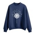 thumbnail image 1 of CEHVOM Mode Femme Décontractée Imprimé Col Rond Ample Manches Longues Hauts Courts Blouse Chandails en Molleton Sans Capuche Liquidation, 1 of 5