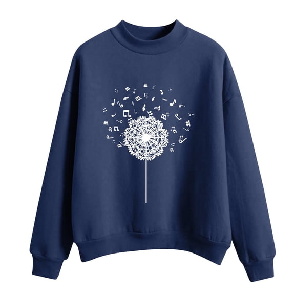 WXLWZYWL Trendy Sweatshirts For Women 2023 Women Casual Print Round Neck Loose Long Sleeve Short Tops Blouse Hoodless Sweatshirts