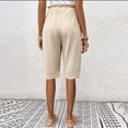 thumbnail image 3 of yillto Womens Capris Elastic Waist Causal Summer Cropped Pant Knee Length Loose Shorts with Pockets, 3 of 7