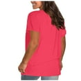 thumbnail image 5 of Ecqkame Plus Size Tops for Women Casual Short Sleeve Round Neck T Shirts Summer Solid Color Loose Breathable T-shirt Hot Pink XXXXXL, 5 of 6