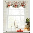thumbnail image 2 of Christmas Poinsettia Gingerbread Man Window Curtain for Living Room Christmas Kitchen Cabinet Tie-up Valance Curtain Rod Pocket, 2 of 6