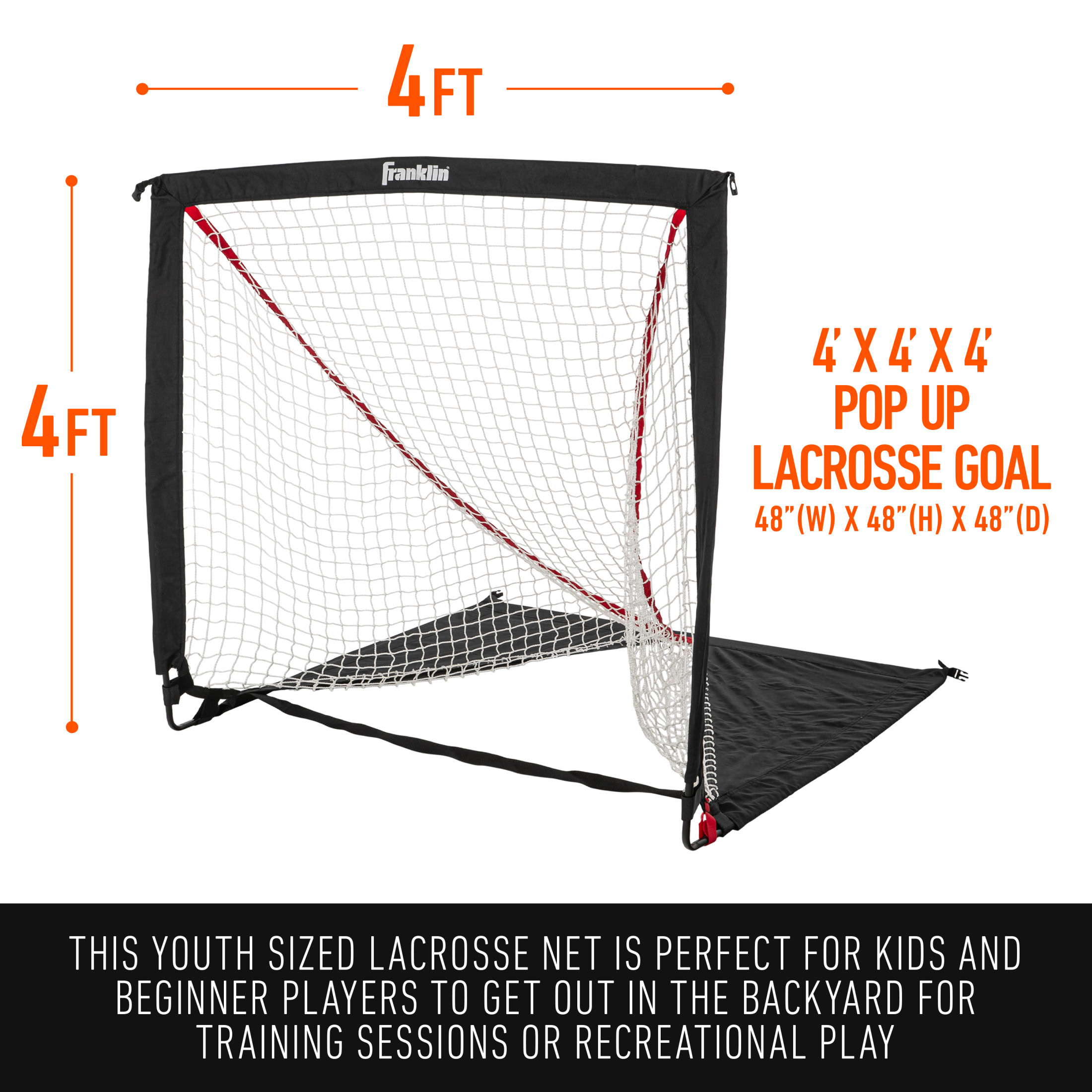 Franklin Sports Backyard Lacrosse Goal - Kids Portable Mini Lacrosse Training Net - Lacrosse Training Equipment - Easy Assemble Lax Goal for Practice - Perfect for Youth Training - 4' Feet x 4' Feet
