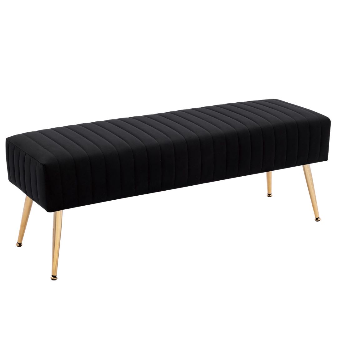 Furniliving Velvet Ottoman Bench, Black photo 2