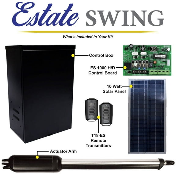 Estate Swing E-S1000H Single Swing Solar Gate Opener Kit *Free Extra Remote* 10 Watt Panel