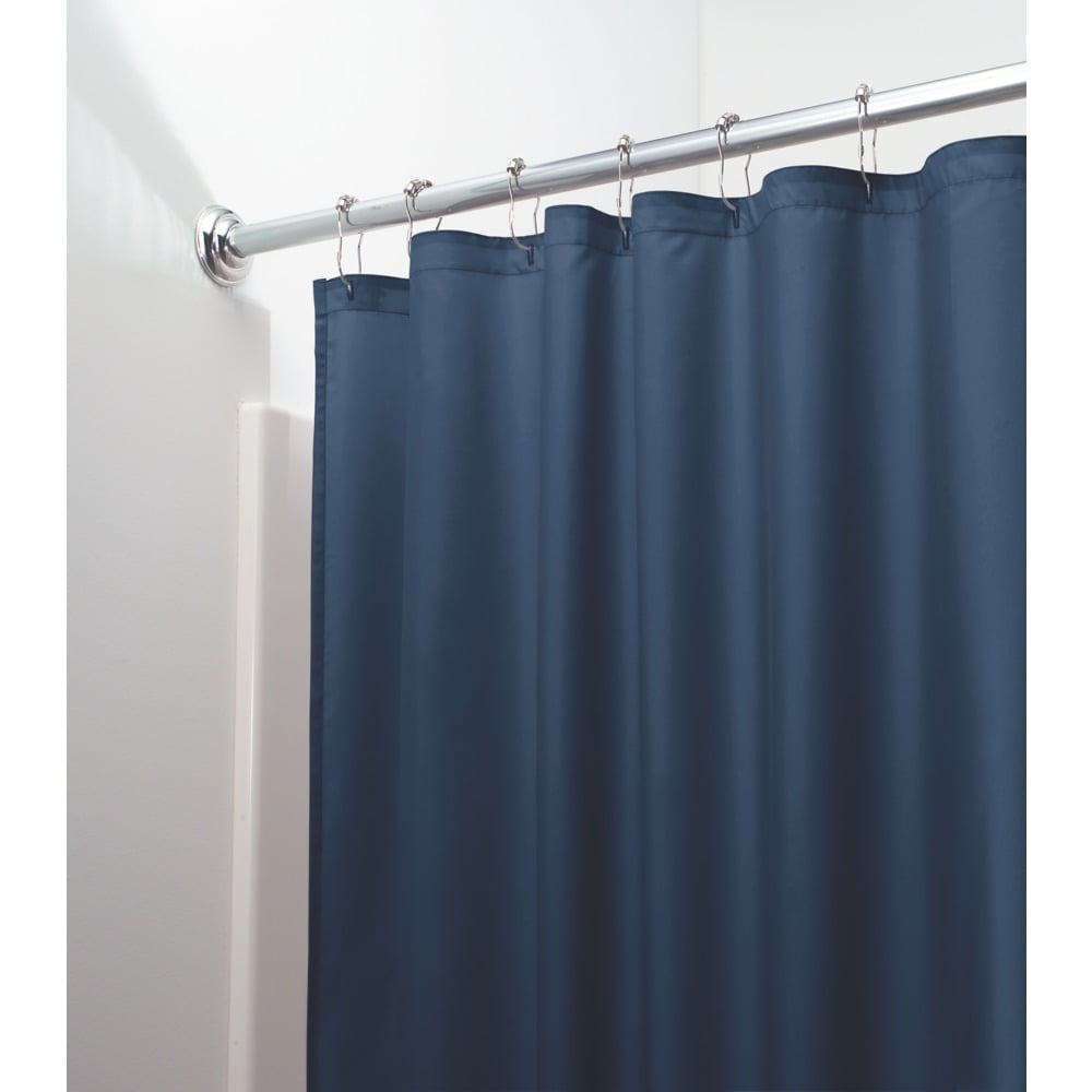 InterDesign MildewFree WaterRepellent Fabric Shower Curtain, 72Inch by 72Inch, Navy